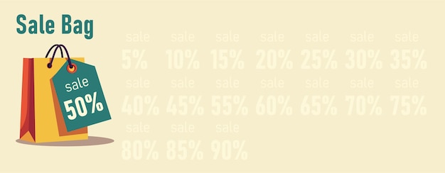 Una bolsa de venta vibrante y colorida con atractivas etiquetas de descuento para el deleite de los compradores