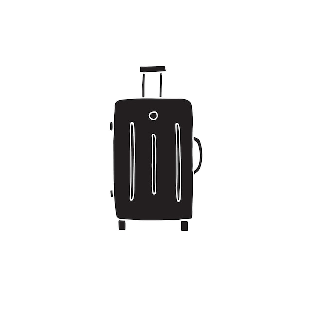 Vector bolsa de viaje de equipaje negro dibujado a mano vectorial