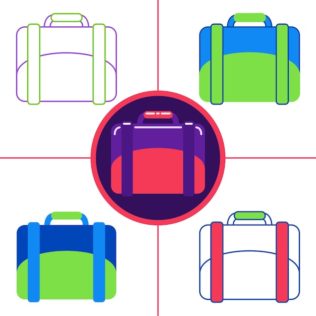 Bolsa de viaje en estilo de diseño plano