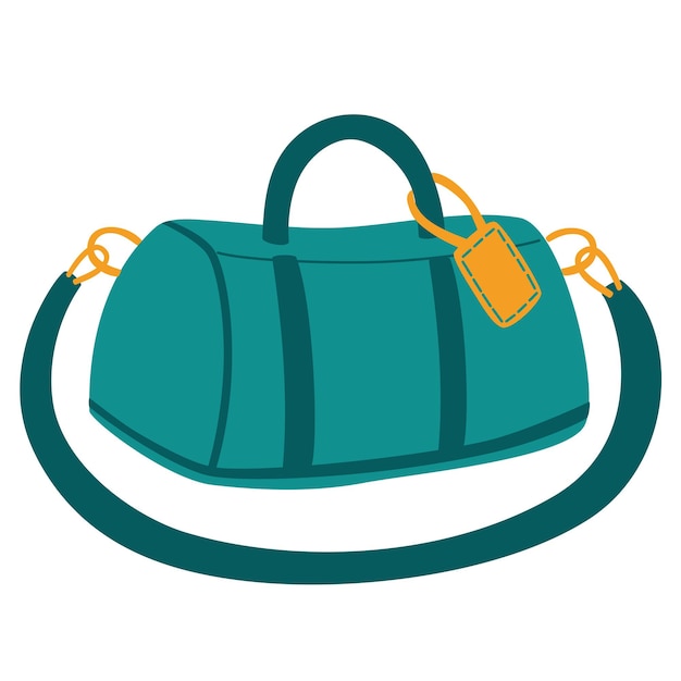 Bolsa de viaje con estilo moderno. Concepto de viaje. Cosas para deportes. Ilustración de vector aislado sobre fondo blanco.