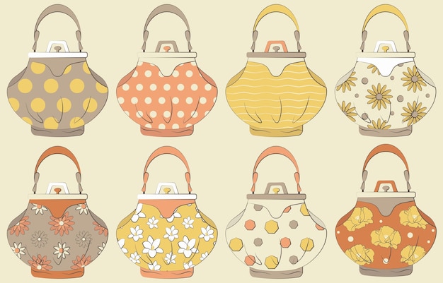 Bolsas coloridas con estampados en estilo moderno.