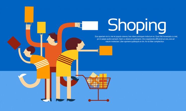Vector bolsas de compra familiares trolley descuento de venta