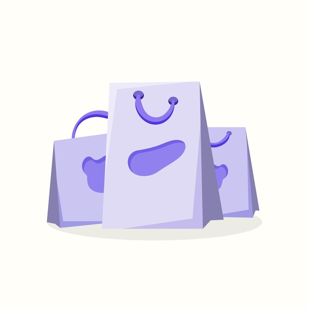 Bolsas de compra. Ilustración de vector de estilo plano