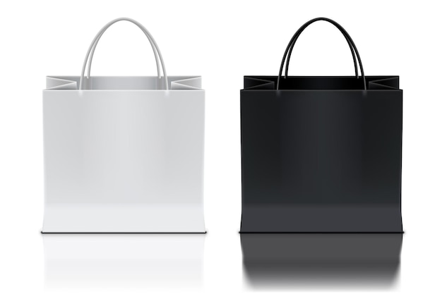 Vector bolsas de compras en blanco y negro sobre fondo