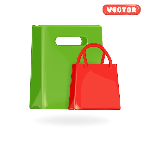 Bolsas de compras de colores voladores Compras en línea marco vectorial 3d con espacio de copia