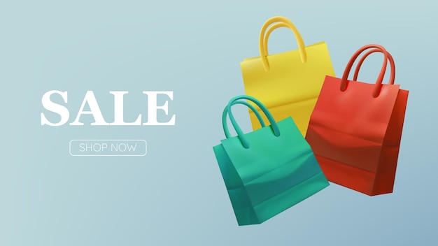 Bolsas de compras coloridas Promoción de venta Compra ahora con descuentos