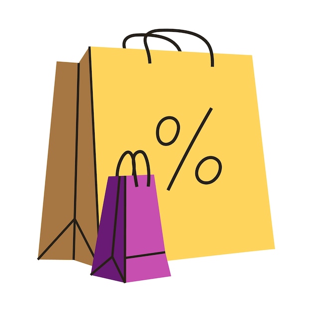 Bolsas de compras con elementos de venta y promoción