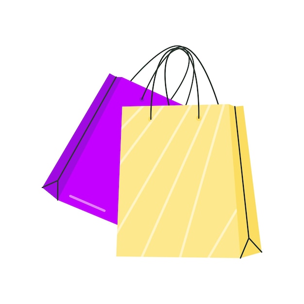 Bolsas de compras de papel en blanco aisladas sobre un fondo blanco