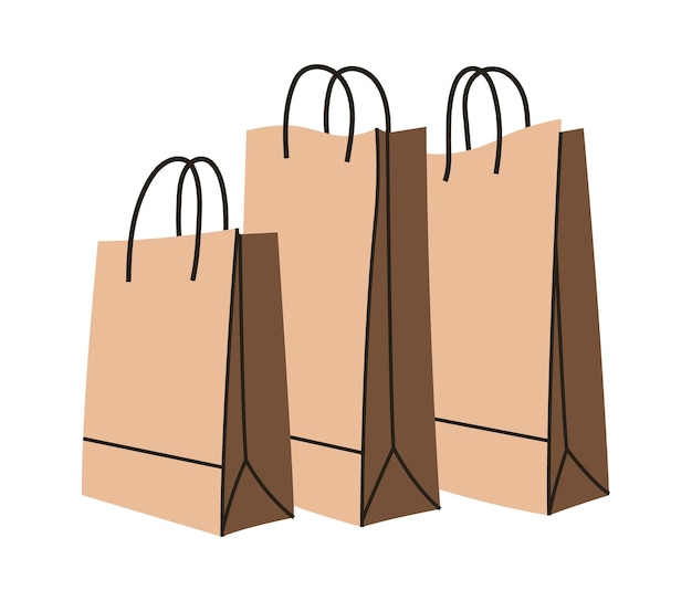 Bolsas de compras de papel kraft marrón Arte de clips sencillo