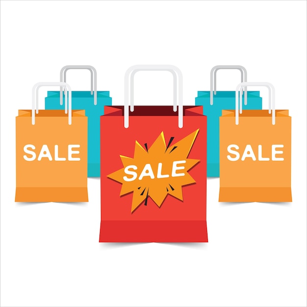 Vector bolsas de compras con venta festival diseño de ilustración vectorial