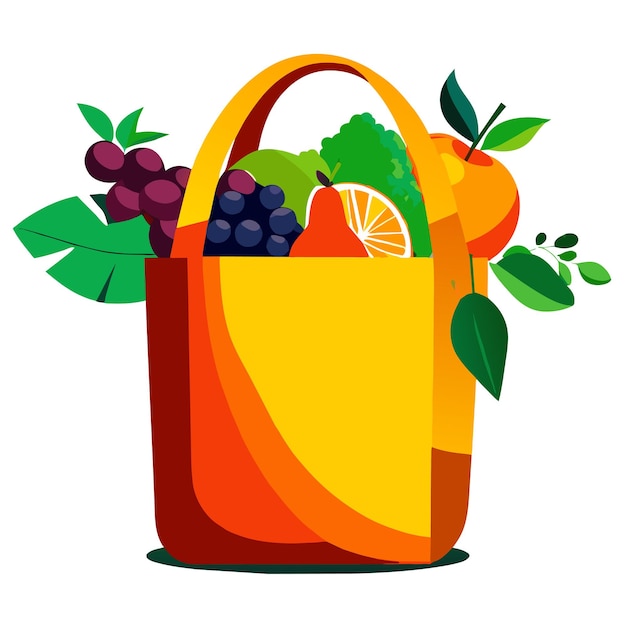 Vector bolsas ecológicas llenas de frutas