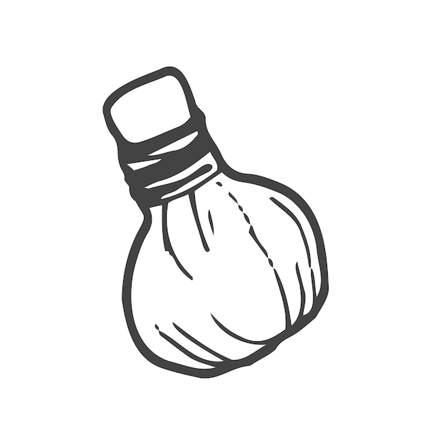 Bolsas de hierbas de Doodle para el icono de contorno de masaje Elemento de spa para concepto móvil y aplicaciones web