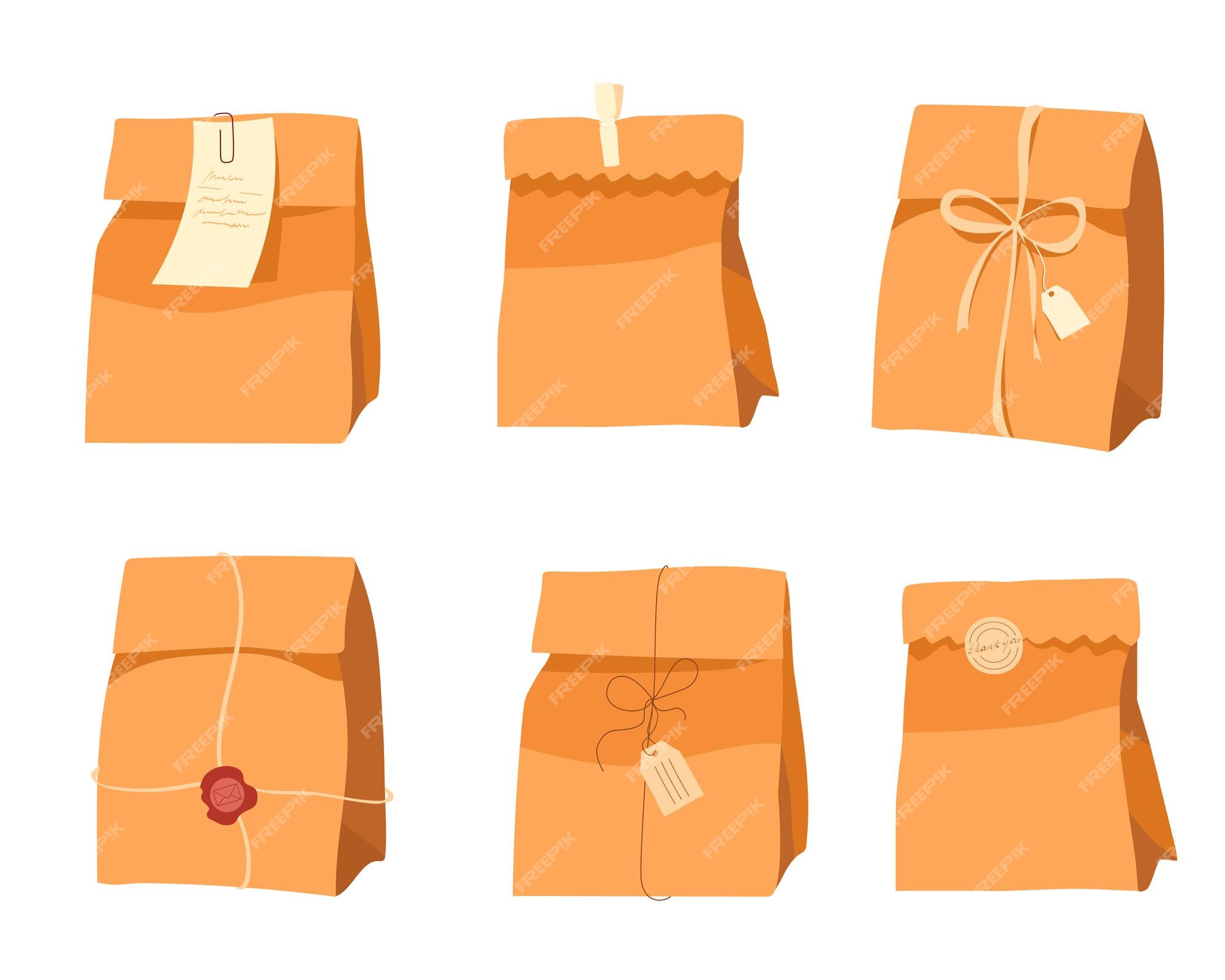 Mentalmente Viajero Abrumar Bolsas para manualidades bolsas de papel kraft para la compra juego de  bolsas de papel para regalo con pegatinas, cintas, sellos y etiquetas |  Vector Premium