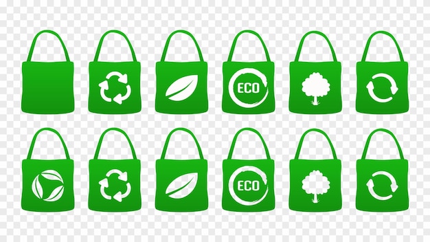 Bolsas orgánicas ecológicas paquete de hojas verdes naturales hecho de materias primas biológicas naturales