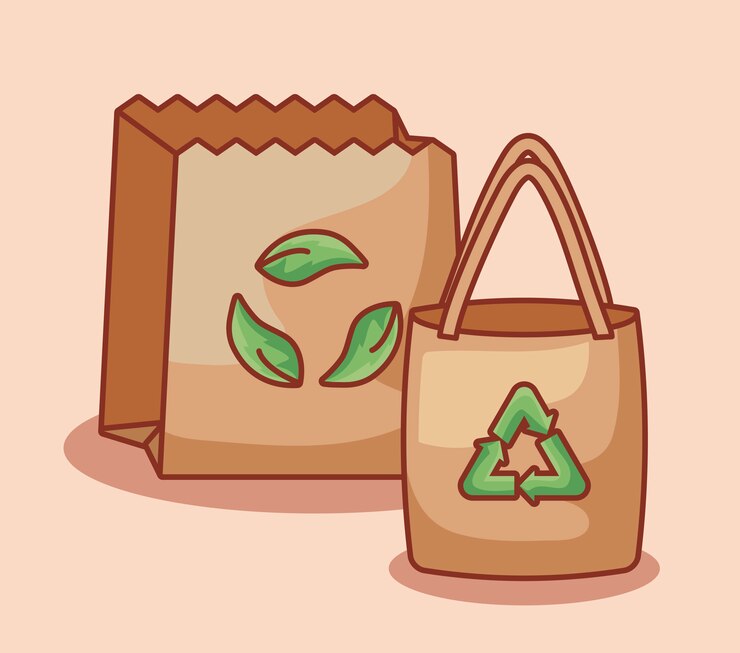 Vector bolsas de papel ecológicas aisladas