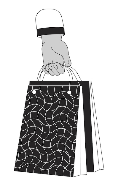 Las bolsas de regalos de la mano india dibujos animados con el contorno de la mano humana.