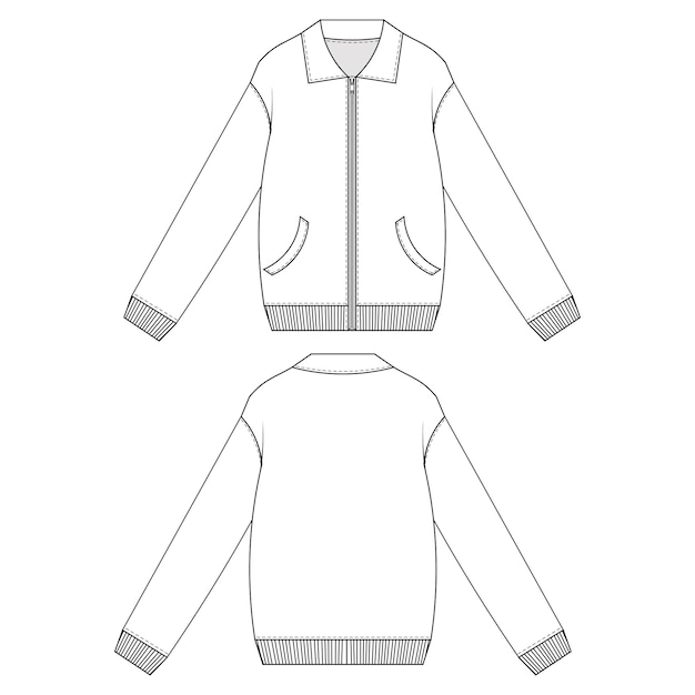 con bolsillos con cuello cerrado con cremallera con borde ribado manguito de caída hombro chaqueta de manga larga modelo de abrigo techni