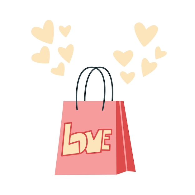Bolso de artesanía con corazones clip art