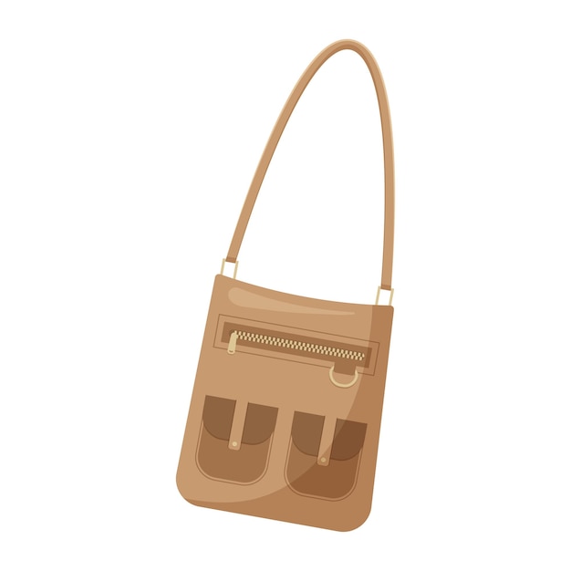 Bolso beige de mujer de moda. Accesorio de mujer con estilo en estilo plano.