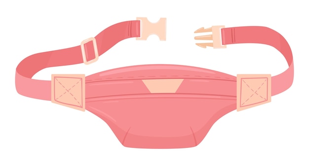 Vector bolso de cinturón de nylon bolso de cintura de dibujos animados con bolsillo con cremallera bolsa con cremallera vintage de la vieja escuela ilustración vectorial plana lindo bolso de cintura de moda de los años 90