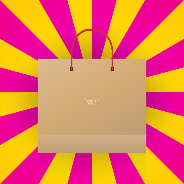 Bolso de compras con el fondo colorido del radio.