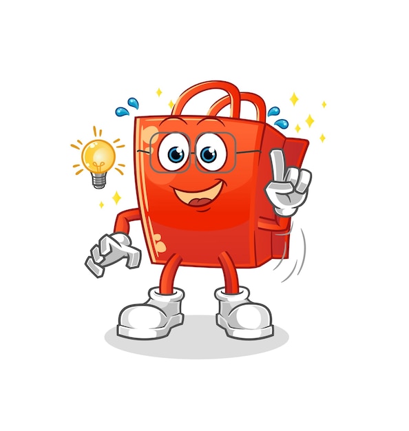 El bolso de compras tiene una caricatura de idea. vector de mascota