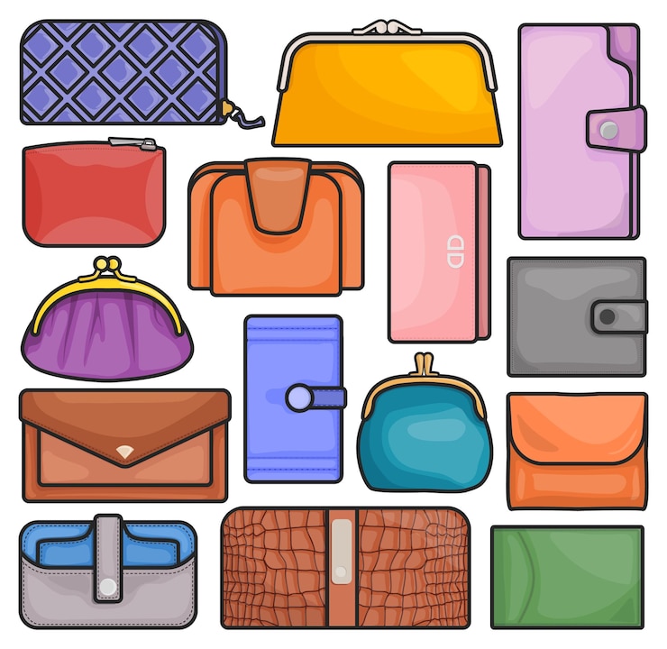 Vector bolso de cuero con icono de conjunto de colores aislados ilustración vectorial bolso sobre fondo blanco vector de color s