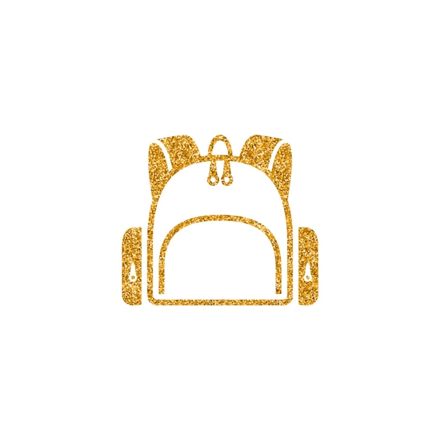 Bolso de escuela icono oro brillo textura vector ilustración
