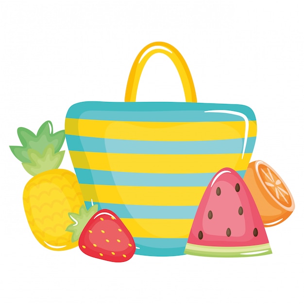 bolso femenino con frutas de verano