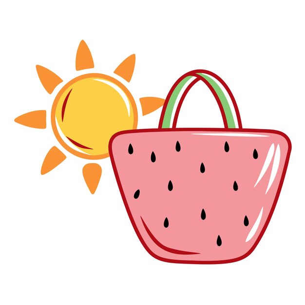 Bolso femenino con sol de verano en un fondo blanco aislado 8
