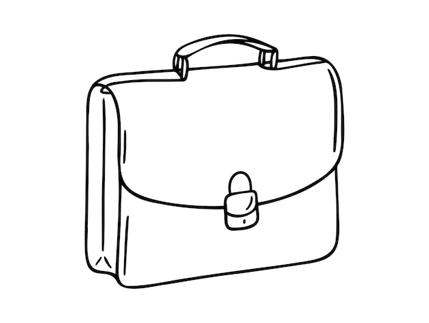 Bolso garabateado icono dibujado a mano contorno dibujo bolso línea clipart símbolo ilustración vectorial