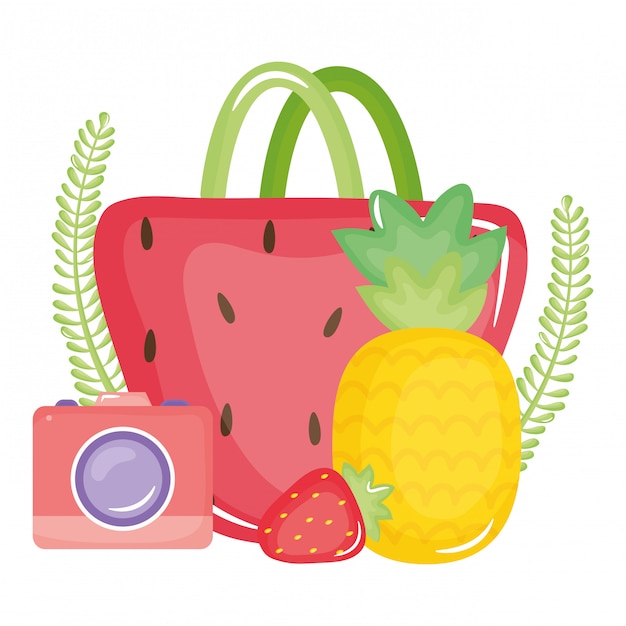 Bolso hembra con cámara fotográfica.