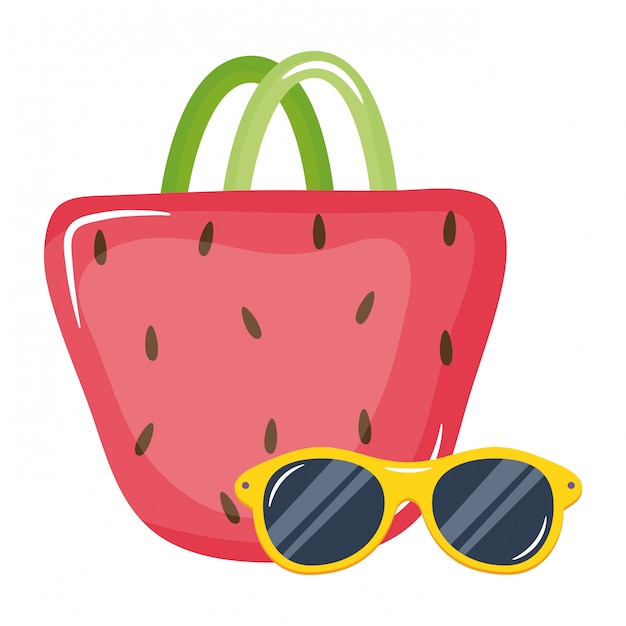 Bolso de mujer con gafas de sol de verano.