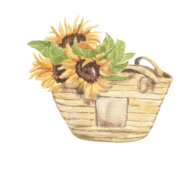 Bolso de playa con flores de girasol
