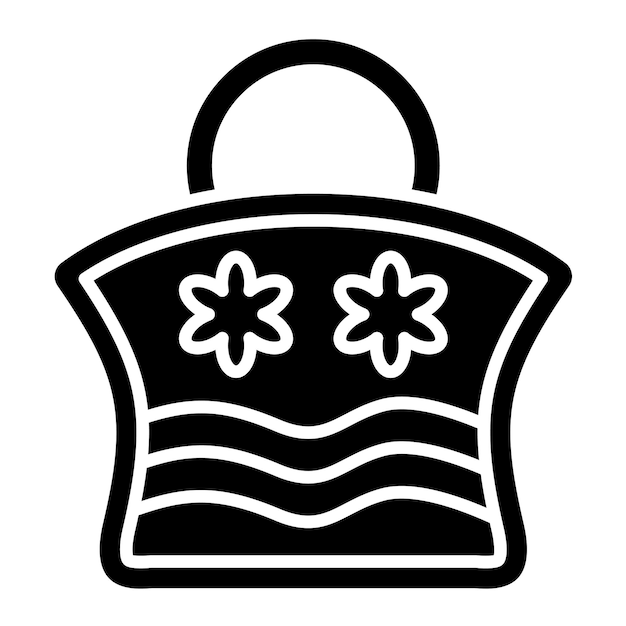 Bolso de playa Glifo Ilustración negra sólida