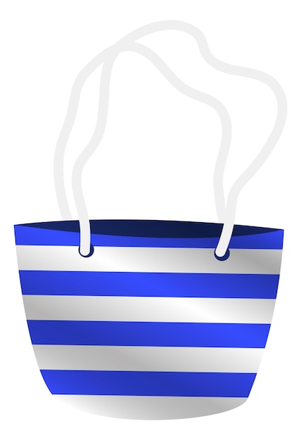 Bolso de playa con rayas azul marino. moda de verano aislado sobre fondo blanco.