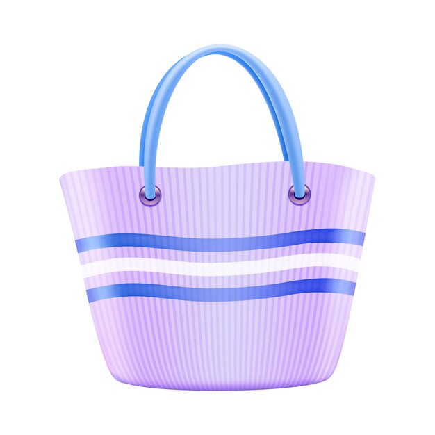 Bolso de playa a rayas Vacaciones en la playa Ilustración sobre fondo blanco