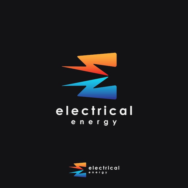 Bolt Letter E para plantilla de vector de icono de logotipo eléctrico sobre fondo negro