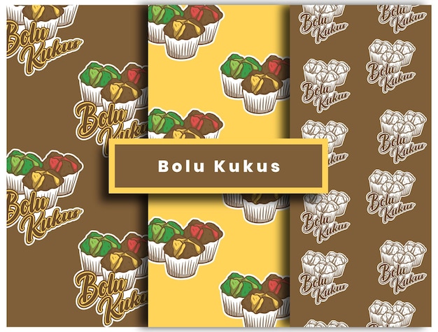 Bolu kukus snack tradicional patrón de diseño vectorial indonesio