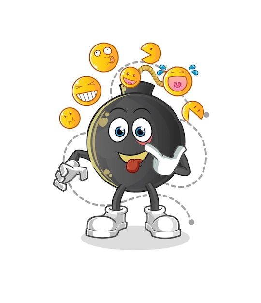 Bomb se ríe y se burla del personaje. vector de mascota de dibujos animados