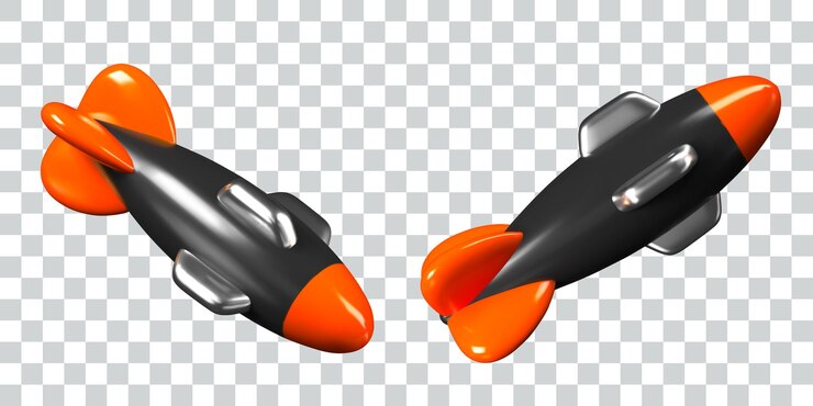Vector bomba aérea con cola proyectil de cohete para bazooka conjunto de modelos 3d