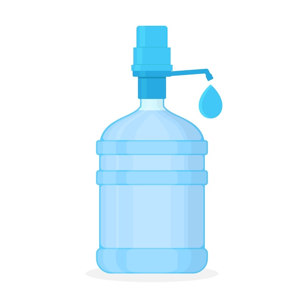 Bomba de agua potable de galón de agua potable en ilustración plana de fondo blanco