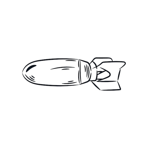 Bomba atómica nuclear gordo niño zar bomba línea dibujado a mano doodle icono vector ilustración