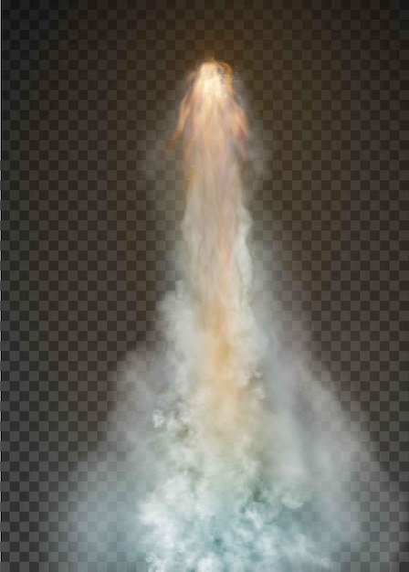 Bomba de cohete espacial Humo aislado sobre fondo transparente.