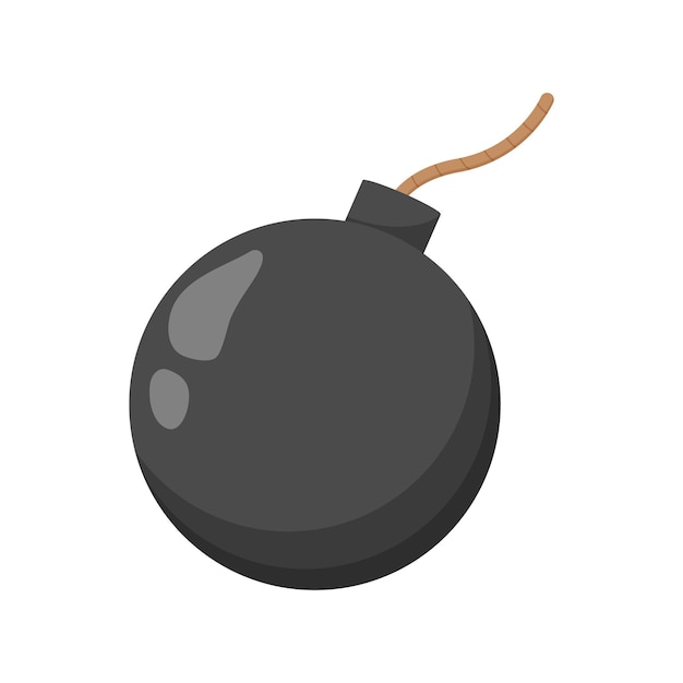 Bomba negra aislada sobre fondo blanco. Ilustración de vector plano.