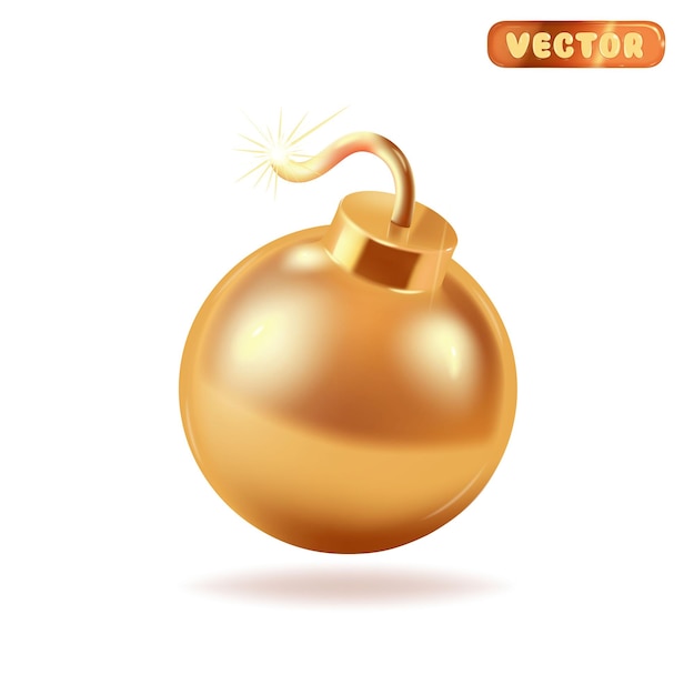 Bomba de oro en 3D al estilo de dibujos animados Ilustraciones para competiciones de batallas de juegos