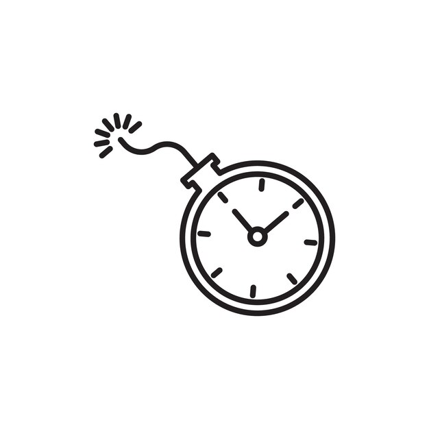 Bomba de tiempo con icono de reloj Colección de arte de líneas delgadas