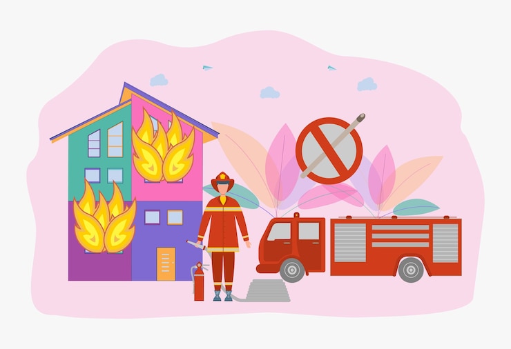 Vector el bombero apaga la llama el salvavidas es un trabajo peligroso protección contra incendios tecnologías de extinción de incendios concepto de servicio de bomberos