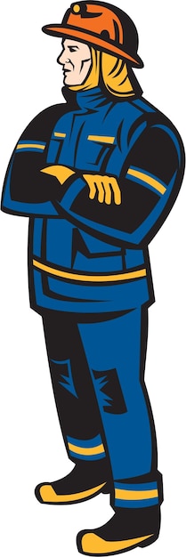 bombero, bombero, brazos plegables, retro