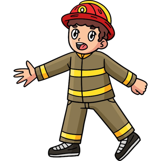 bombero, caricatura, coloreado, clipart, ilustración